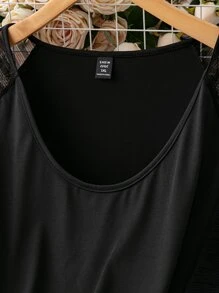 SHEIN LUNE Camiseta de malla en contraste de manga raglán - Negro - Ver 3