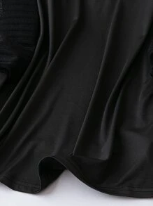 SHEIN LUNE Camiseta de malla en contraste de manga raglán - Negro - Ver 4