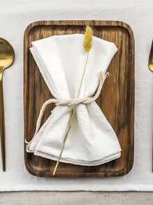 1 pieza Servilleta de tela liso - Blanco - Ver 2