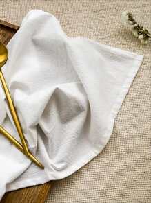 1 pieza Servilleta de tela liso - Blanco - Ver 3