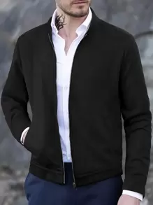 Calvornis Men Zip Up Suedette Jacket Fleece, Fall/Winter