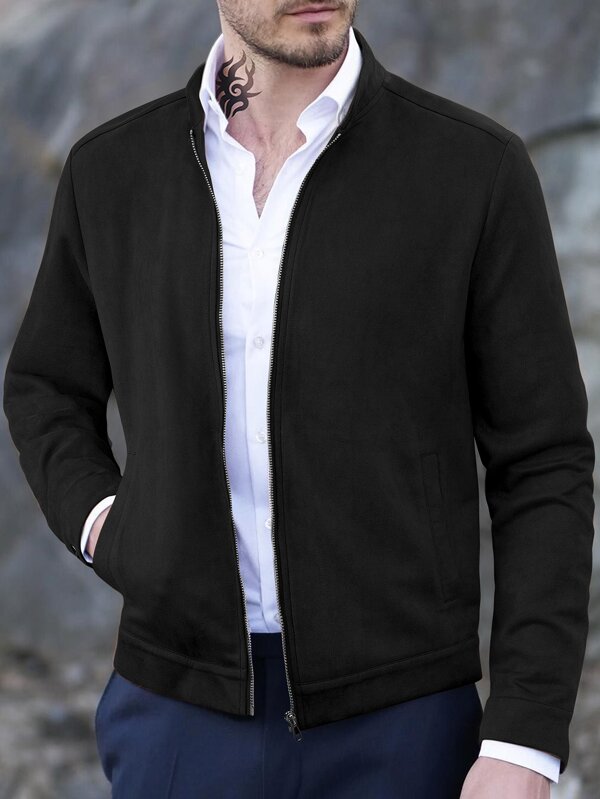 Manfinity Mode Men Zip Up Suedette Jacket SHEIN Malaysia