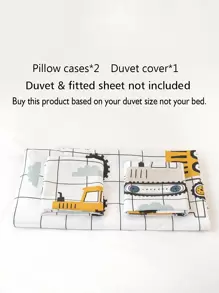 Bộ vỏ chăn hình xe tải & kẻ sọc không có chất làm đầy - Nhiều màu - Xem 4