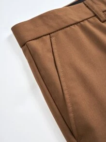 Manfinity Mode 男士1入組西裝領單釦西裝外套和1入組西裝褲 - 棕色 - 查看 5