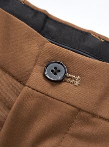 Manfinity Mode 男士1入組西裝領單釦西裝外套和1入組西裝褲 - 棕色 - 查看 6