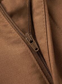 Manfinity Mode 男士1入組西裝領單釦西裝外套和1入組西裝褲 - 棕色 - 查看 8