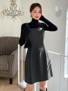 DAZY 纯色吊带连衣裙（不含T恤）秋季服装