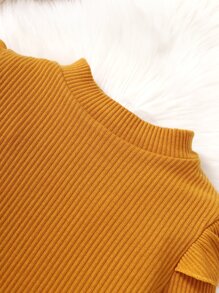 Cô Gái Trẻ Viền Ruffle Váy có thắt lưng - Màu Khaki - Xem 3