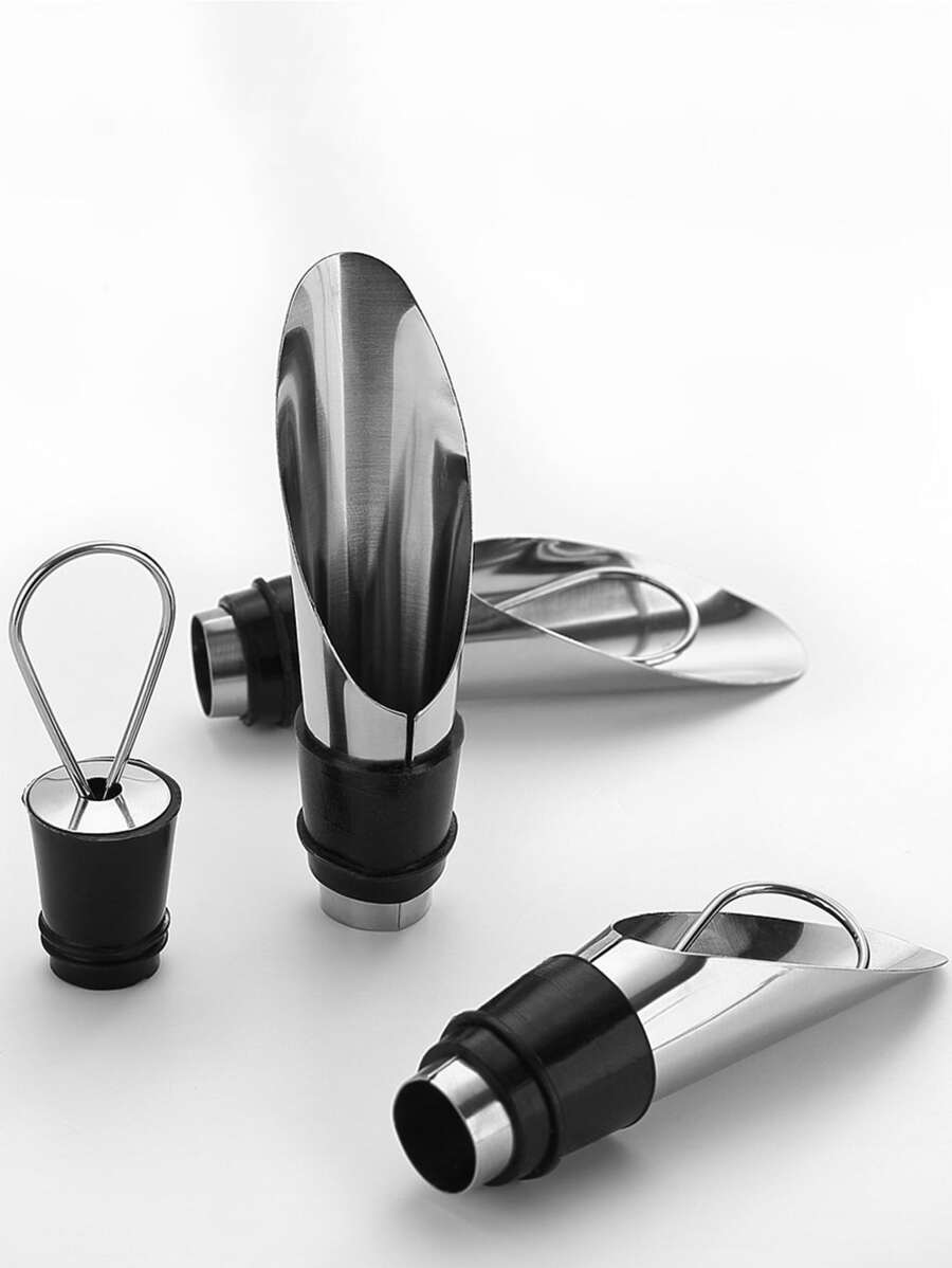 1 Set Wine Pourer And Stopper Set Wine Pourer Spouts Stainless Steel