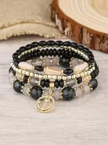 4入組船錨吊墜串珠手鐲 - 彩色 - 查看 1