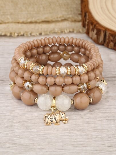 سوار مطرز الفيل الديكور 4 قطع سوار شجرة وشرابة 5 قطع