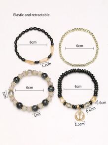4入組船錨吊墜串珠手鐲 - 彩色 - 查看 3
