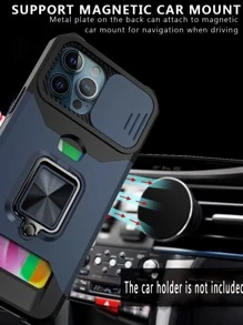 1pc Shockproof & Thickened Magnetic Car Holder Case With Card Slot, Kickstand & Finger Ring Compatible With Apple And Samsung Phones, Business Trip Essential - Royal Blue - View 5