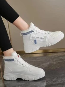 Stiefel mit dicker Sohle und rutschfester Sohle, neue winterliche lässige thermisch gefütterte warme Sportschuhe