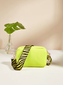 Mini Neon Yellow Snakeskin Embossed Square Bag - Yellow - View 4