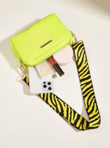 Mini Neon Yellow Snakeskin Embossed Square Bag - Yellow - View 6