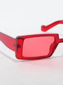 1/3 Pair Retro Rectangular Frame Sunglasses For Women And Men, Plastic Classic Style Suitable For Outdoor Travel, Beach, Vacation, Fashion Accessory - Red - View 4