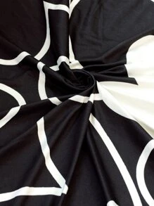 1pc Heart Pattern Sofa Slipcover - Black and White - View 6