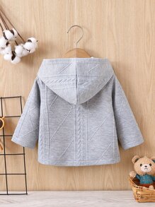 嬰兒男童休閒實色前扣帽衫外套（不含T恤）