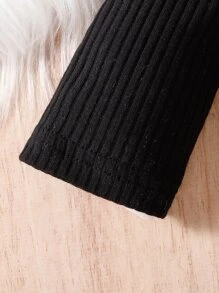 SHEIN 圣诞女婴格子印花撞色镶边瀑布领外套和上衣和裤子 - 彩色 - 查看 7