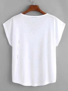 Mulvari Plus Figure Graphic Batwing Sleeve Tee - White - View 2