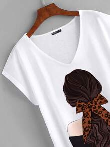 Mulvari Plus Figure Graphic Batwing Sleeve Tee - White - View 3