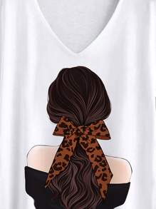 Mulvari Plus Figure Graphic Batwing Sleeve Tee - White - View 5