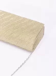 Glamorous, Elegant, Exquisite, Quiet Luxury Sequin, Stylish, Luxury, Shiny Mini Ruched Panel Flap Chain Glitter Square Bag, Perfect Bride Purse For Wedding, Prom & Party Events Evening Bag, Dinner Bag For Party Girl, Woman - Gold - View 5