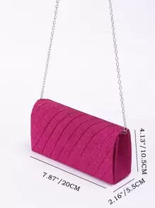 Quyến rũ, thanh lịch, tinh tế, yên tĩnh Sequin sang trọng, sành điệu, sang trọng, sáng bóng Mini màu hồng neon màu hồng ruched Panel Flap Chain Túi vuông lấp lánh, Ví cô dâu hoàn hảo cho đám cưới, túi dạ hội & sự kiện tiệc tùng, túi ăn tối cho cô gái dự tiệc, phụ nữ - Màu Hồng Tươi - Xem 4