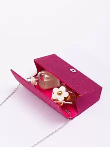 Quyến rũ, thanh lịch, tinh tế, yên tĩnh Sequin sang trọng, sành điệu, sang trọng, sáng bóng Mini màu hồng neon màu hồng ruched Panel Flap Chain Túi vuông lấp lánh, Ví cô dâu hoàn hảo cho đám cưới, túi dạ hội & sự kiện tiệc tùng, túi ăn tối cho cô gái dự tiệc, phụ nữ - Màu Hồng Tươi - Xem 5