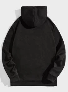 Manfinity VCAY 男士熊和字母圖案連帽衫 - 黑色 - 查看 2