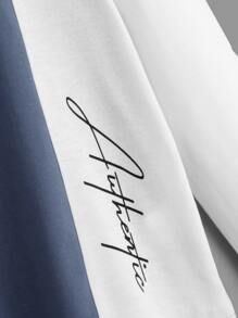 SHEIN Boys Letter Graphic Two Tone Tee - Dusty Blue - View 3