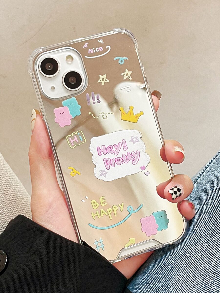 Funda de móvil de espejo con estampado de dibujos animados - Multicolor - Ver 1