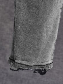 SHEIN 青少年男孩貓鬚漂白洗水牛仔褲 - 灰色 - 查看 3