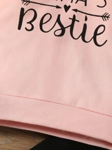 SHEIN Toddler Girls Letter Graphic Leopard Side Seam Hoodie & Sweatpants - Multicolor - View 6