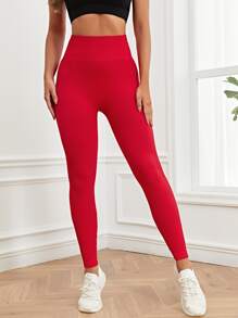 SHEIN Sport Studio Solid Tummy Control Sports Leggings For Chinese New Year