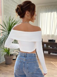 Firerie 一字肩十字交叉短款上衣 - 白色 - 查看 2