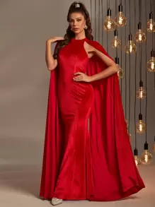 Đầm Dây kéo màu trơn Buổi tiệc - Đỏ - Xem 3