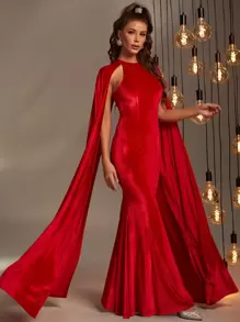 Đầm Dây kéo màu trơn Buổi tiệc - Đỏ - Xem 6