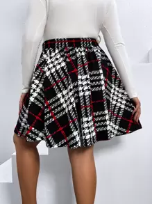 Calvaya Plus Plaid Print Flare Skirt - Multicolor - View 2