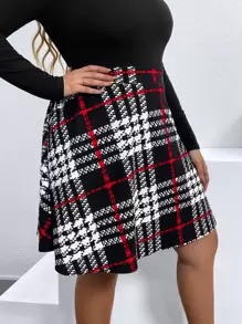Calvaya Plus Plaid Print Flare Skirt - Multicolor - View 4