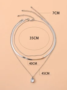 3 piezas Collar de cadena con diseño de diamante de imitación - Plateado - Ver 4