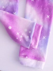 Girls Galaxy Print Hooded Top & Trousers PJ Set - Lilac Purple - View 3