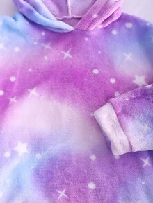 Girls Galaxy Print Hooded Top & Trousers PJ Set - Lilac Purple - View 4
