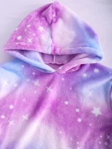 Girls Galaxy Print Hooded Top & Trousers PJ Set - Lilac Purple - View 5