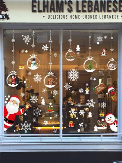 Set de 6 bolas colgantes de Papá Noel, pegatinas decorativas para fiestas, pegatinas, vinilos decorativos para decoración del hogar, artículos de decoración de primavera para refrescar tu hogar, pegatinas de decoración de ramas