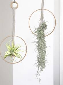 1pc Circle Decor Hanging Flowerpot - Beige - View 3