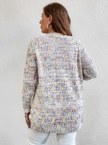 SHEIN Franclia Plus Popcorn Knit Drop Shoulder Cardigan - Multicolor - View 2