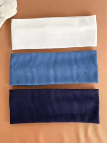 3条装纯色针织弹力发带,适合日常瑜伽、户外运动休闲、健身房发带、头巾、吸汗带、学校用品、大学用品、秋冬季女士发饰、度假装扮、女士头巾、时尚女士围巾 - 彩色 - 查看 4