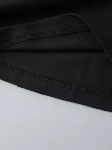 SHEIN LUNE Slogan & Cartoon Graphic Tee - Black - View 4